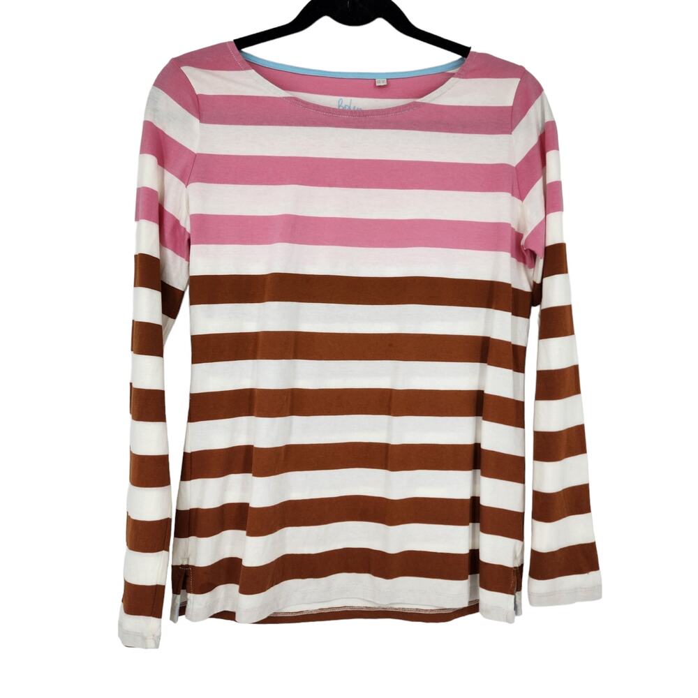Boden Boatneck Stripe Casual Long Sleeve Cotton Lightweight Shirt Top Size 8